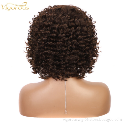 Vigorous ready to ship peruvian 150% density wholesale short brown 100% brazilian protein human hair weave wig for african women